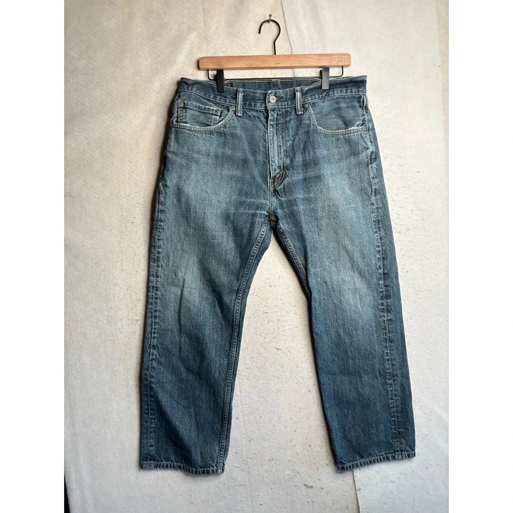 Levis 505 Regular Fit Straight Leg Blue Denim Jeans Mens W36 L29 00505-0059